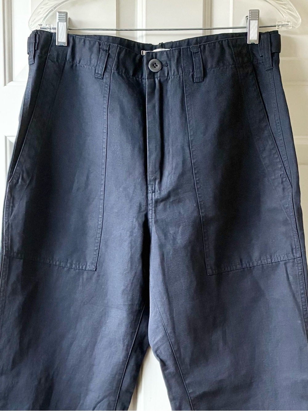 Alex Mill Neil Utility Straight Leg Pant Cotton Linen Washed Navy Size 8 NWT - Picture 5 of 12